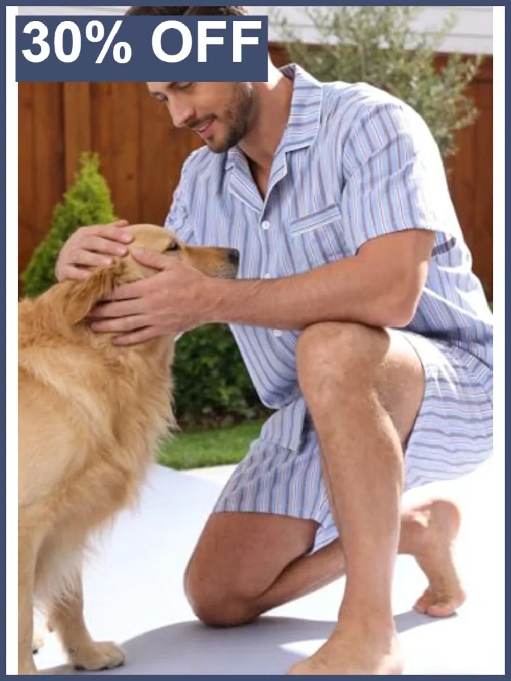 Men's 100% Cotton Pajama Set - 2 Piece Button Down Short Sleeve Sleepwear with